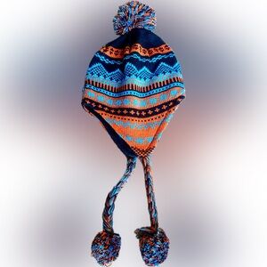 D&Y | Knit Hat in Orange and Blue | big kids/small adult | unisex | like new